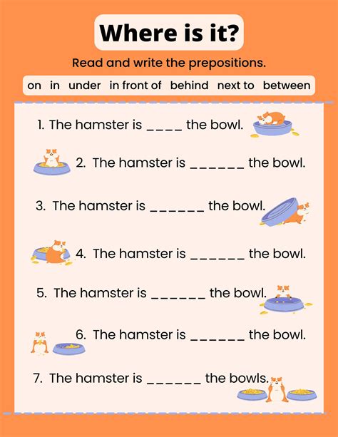 Illustrative Playful Prepositions Of Place English Grammar Worksheet