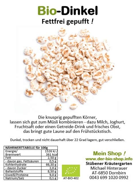 Dinkel Bio Gepufft Gepoppt 1000gr Kaufen