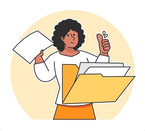 Premium Vector A Black Woman Searches For Data From A Document Folder