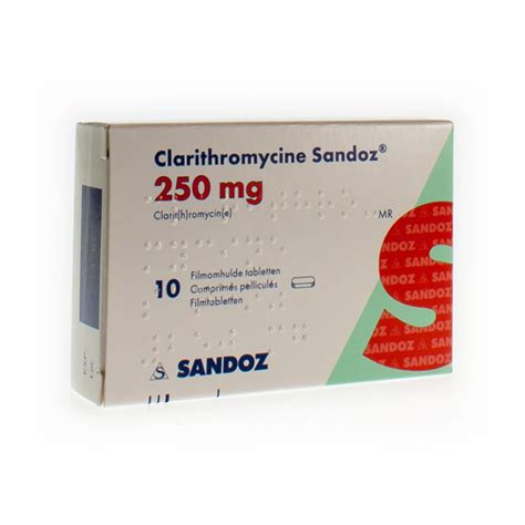 CLARITHROMYCINE SANDOZ 250 MG FILMOMH TABL 10 Apotheek Claeys