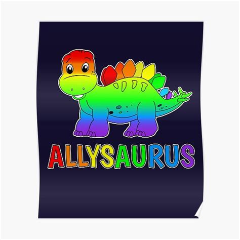 Póster Dinosaurio Estegosaurio Aliado del Orgullo Gay LGBT Allysaurus de brodyquixote