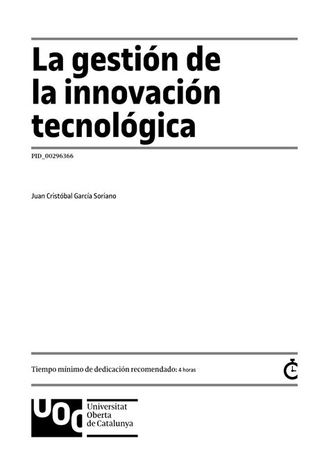 Gestión de la Innov La gestión de la innovación tecnológica PID