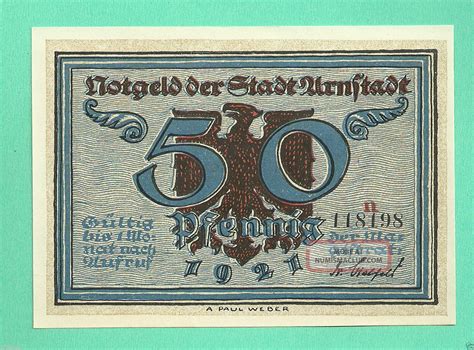 Germany Arnstadt Pfg Unc Gem Notgeld N Wqer