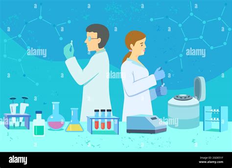 Científicos Hombre Y Mujer En El Laboratorio De Biología Molecular Realizan Investigaciones