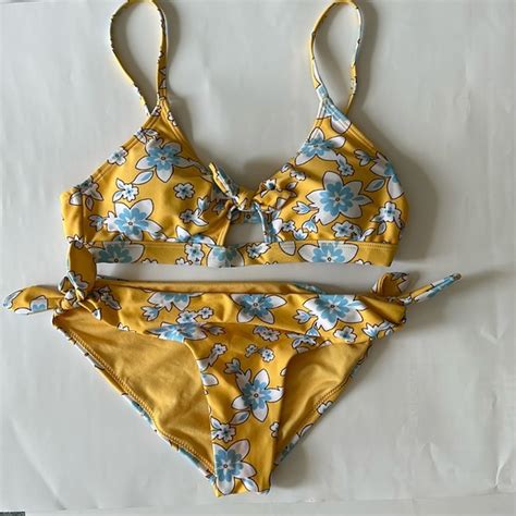 Full Tilt Swim Full Tilt Girls Bikini Set Yellow With White And