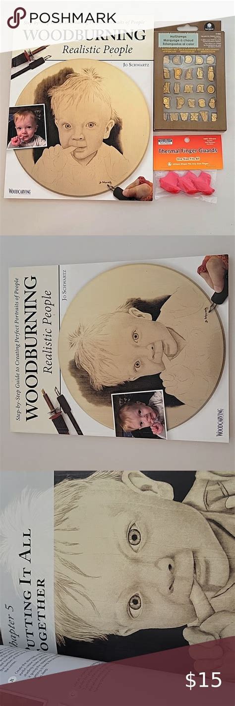 Woodburning Realistic People Book Hot Stamps Letters Finger Guards