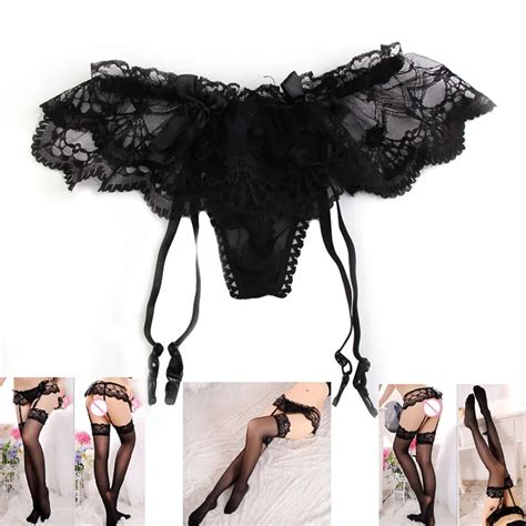 Sexy Garters For Women Black Lace Temptation Briefs Suspender Garter