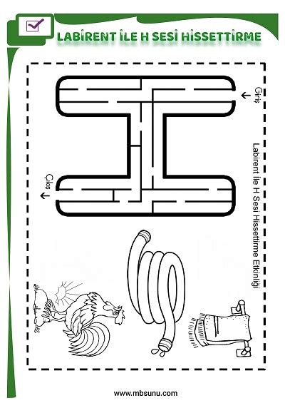 1 Sınıf İlk Okuma Labirent İle H Sesi Hissettirme Etkinliği Mbsunu