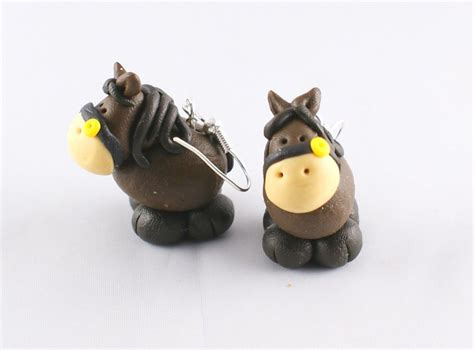 Brown Horses 3d Polymer Clay Earrings 700 Via Etsy Polymer Clay