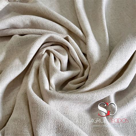 TECIDO LINHO RAYON SLUB STONE COR BEGE 80 VISCOSE 20 LINHO