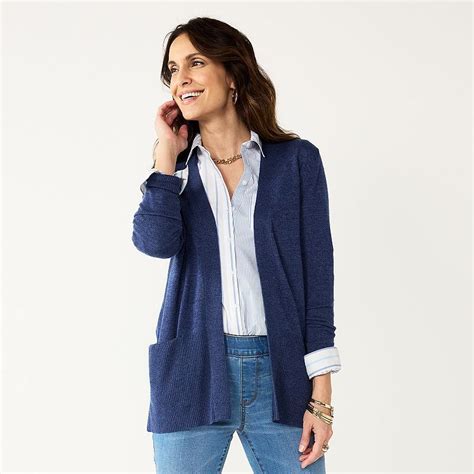 Women S Croft Barrow Classic Ribbed Open Front Cardigan In