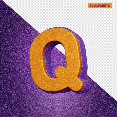 Letra Q Do Alfabeto D Textura De Glitter Laranja E Violeta Psd