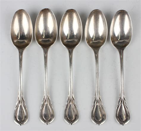 A Set Of Five Late Victorian Silver Lily Pattern Teaspoons Sheffield