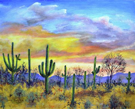 Saguaro Sunset Painting By James Pinkerton Pixels