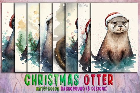 Christmas Otter Watercolor Background Graphic by Meow.Backgrounds · Creative Fabrica