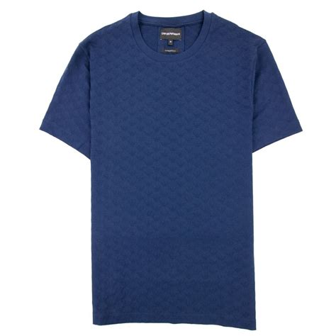 Emporio Armani All Over Jacquard Eagle Logo T Shirt Navy Blue Onu