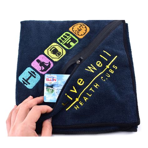 Customized Sports Fitness Gym Towel with Zipper Pocket - CUT1007