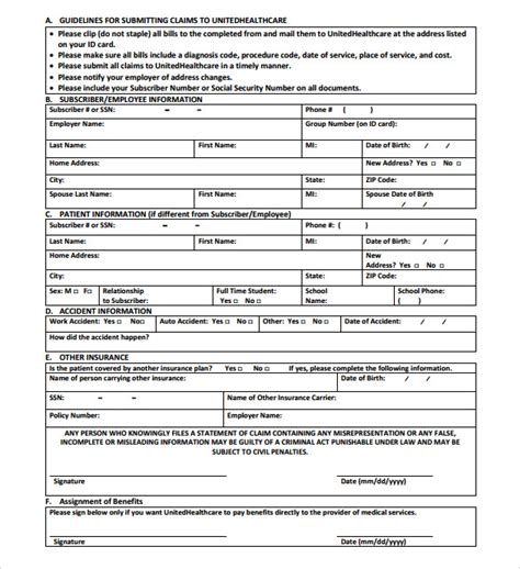 Free 6 Sample Medical Claim Forms In Pdf