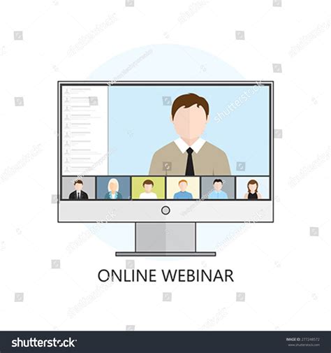 Flat Design Colorful Vector Illustration Concept For Webinar Online