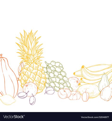 Background With Hand Drawn Fruits Sketch Vector Image