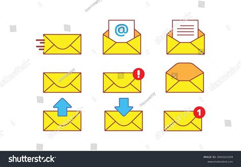 Envelope Yellow Mail Icon Set Vector Stock Vector Royalty Free