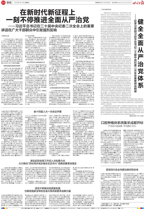 在新时代新征程上 一刻不停推进全面从严治党 四川日报电子版