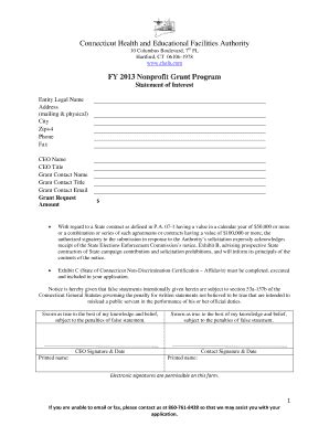 Fillable Online FY 2013 Nonprofit Statement Of Interest Form Pdf