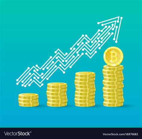 Bitcoin Crypto Currency Growth Chart Of The Vector Image