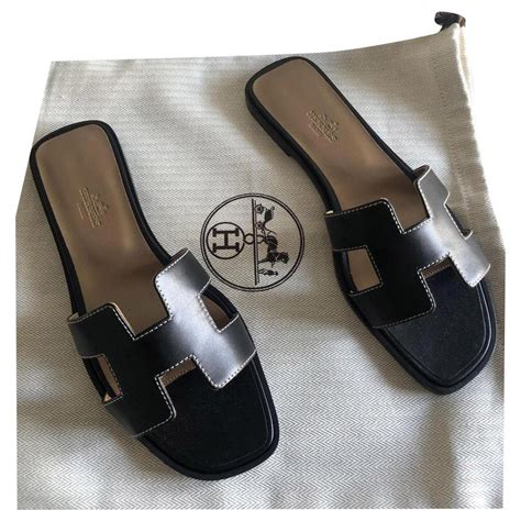 Hermès Hermes Oran Sandals Black New Leather Ref235902 Joli Closet