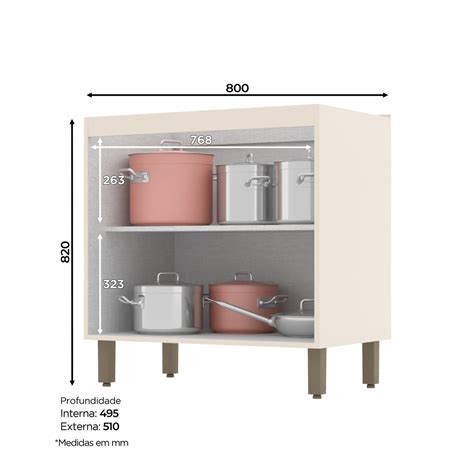 Balcão 80cm 2 Portas Tampo 100 MDF Aurora Espresso Móveis