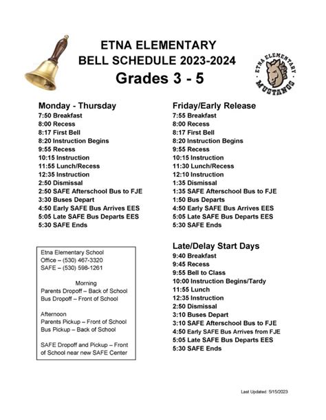 Etna Elementary Bell Schedule - Scott Valley Unified School District