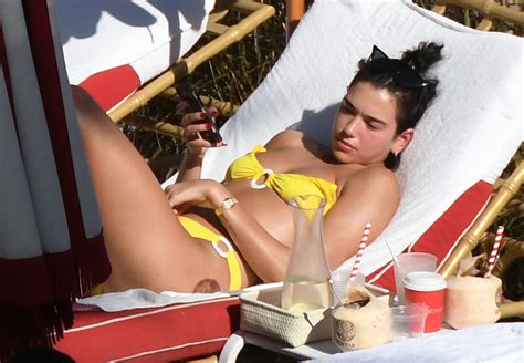 DUA LIPA In A Yellow Bikini At A Beach In Miami 01 01 2019 HawtCelebs