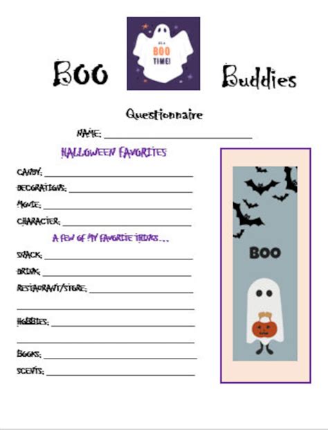 Boo Buddies Questionnaire Etsy