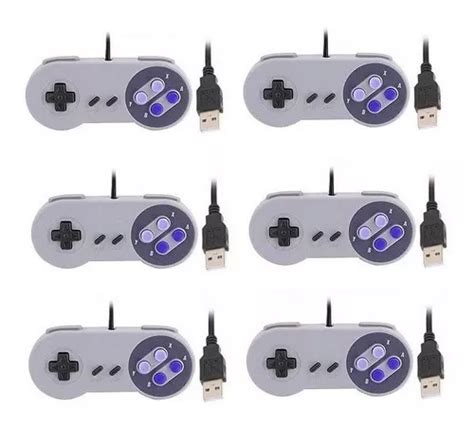 Kit Controles Usb Super Nintendo Snes Joystick Windows Cor Cinza