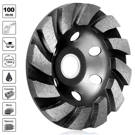 Sunjoyco 4 Diamond Cup Grinding Wheel 12 Segment Heavy Duty Turbo Row