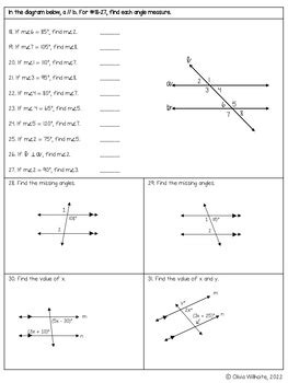 Unit Parallel Perpendicular Lines Test Study Guide Editable