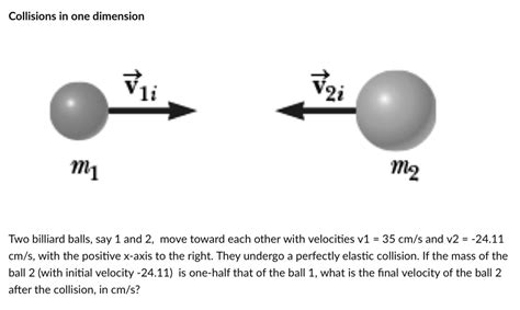 Solvedcollisions In One Dimension Vzi Two Billiard Balls Say 1 And 2