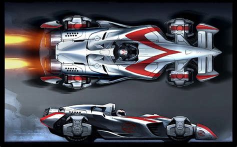 Mach 5 Concept Race Car With Flames Speed Racer Movie Inspired