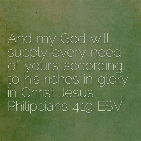 Philippians And My God Will Supply Every Need Of Yours According