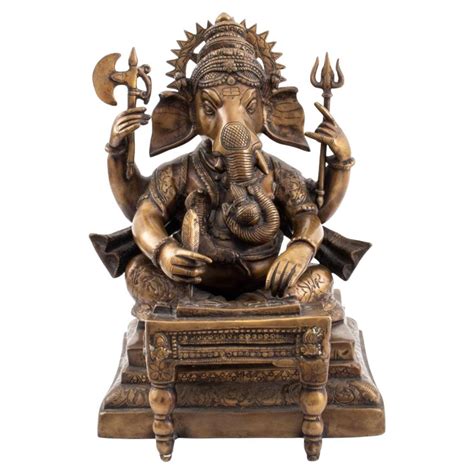 Indian Gilt Bronze Ganesha On Swing Sculpture For Sale At 1stDibs