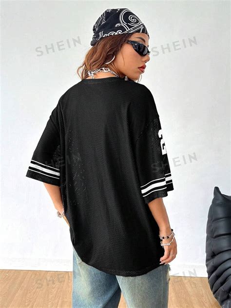 SHEIN Coolane Women S Summer Drop Shoulder V Neck Football Jersey T