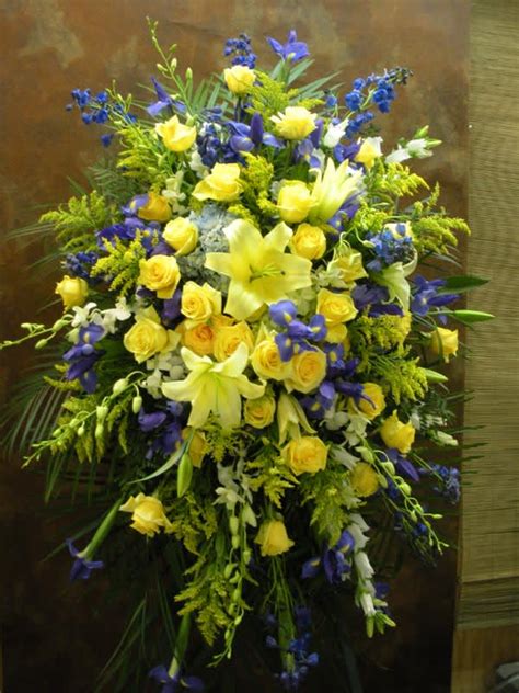 Blue And Yellow Themed Standing Spray Sy 13 In Sunnyvale Ca Westmoor