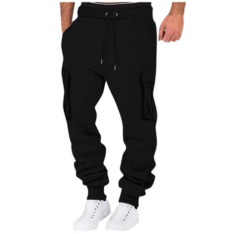 Yinechencer 2024 Mens Flare Sweatpants Pure Cotton Clothes For Men Lined Cargo Pants For Men