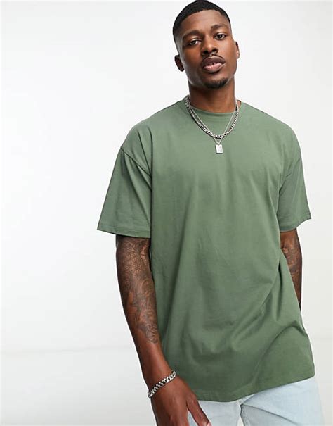 New Look Oversized T Shirt In Dark Khaki Asos