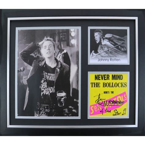 Johnny Rotten Lydon Signed Framed Sex Pistiols Photo Montage
