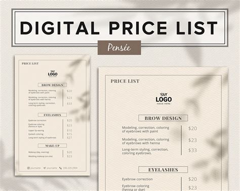 Beauty Price List Design Editable Template On Behance Business Signs