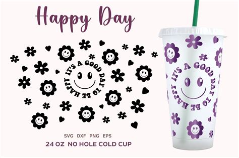 Happy Face SVG Cold Cup 24oz Wrap Graphic By Lemon Chili Creative Fabrica