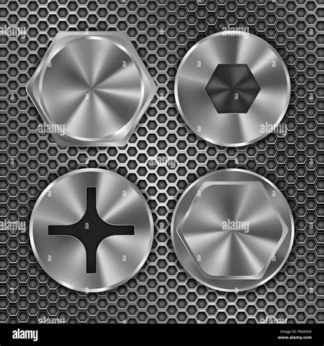 Screw Heads On Metal Perforated Background Stock Vector Image Art Alamy