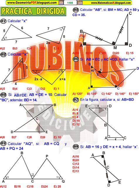 Congruencia De TriÁngulos Fichas De Geometria Para Practicar MatemÁticas De Secundaria Guia Con