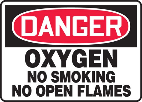 Oxygen No Smoking No Open Flames OSHA Danger Safety Sign MCHL162